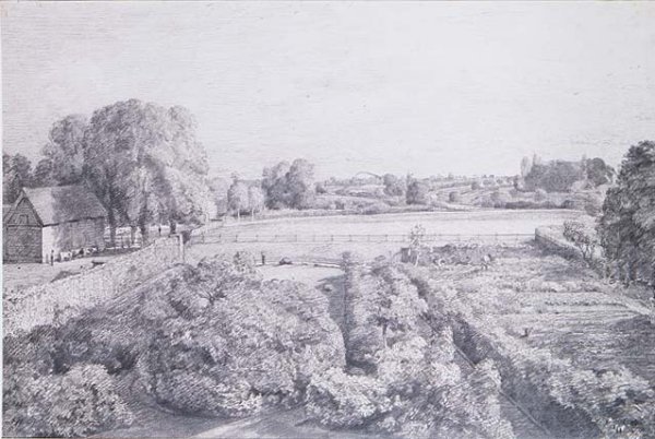 View of East Bergholt over the kitchen garden of Golding, Constable's house