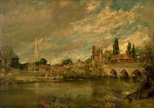 The Bridge of Harnham and Salisbury Cathedral, c.1820