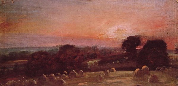 A Hayfield near East Bergholt at Sunset