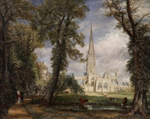 Salisbury Cathedral from the Bishop's Grounds c. 1825